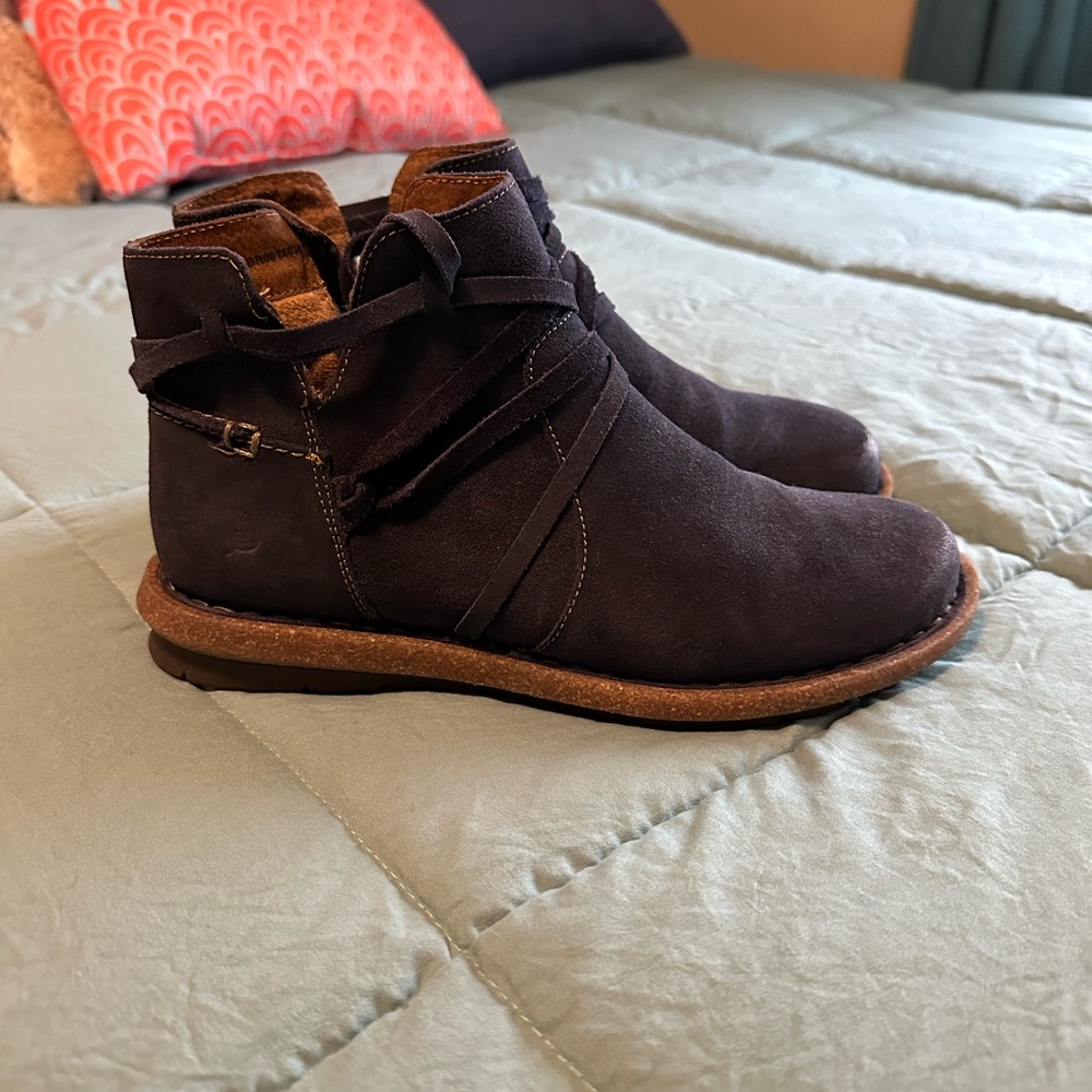 Born Navy Suede Ankle Boots